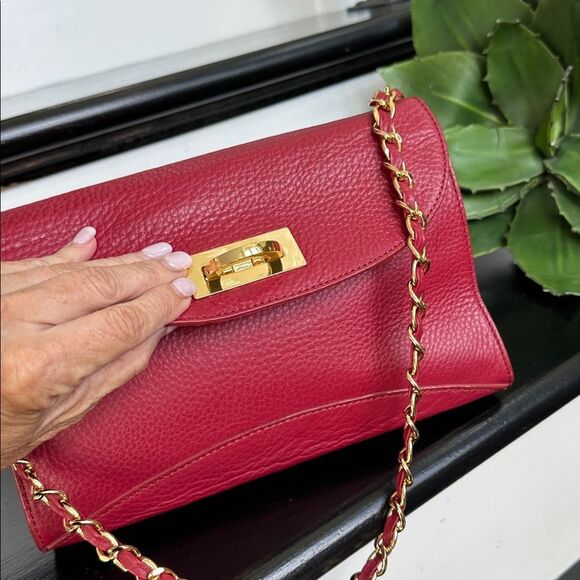 Kate Landry genuine leather shoulder purse, like new red gold - Picture 6 of 9